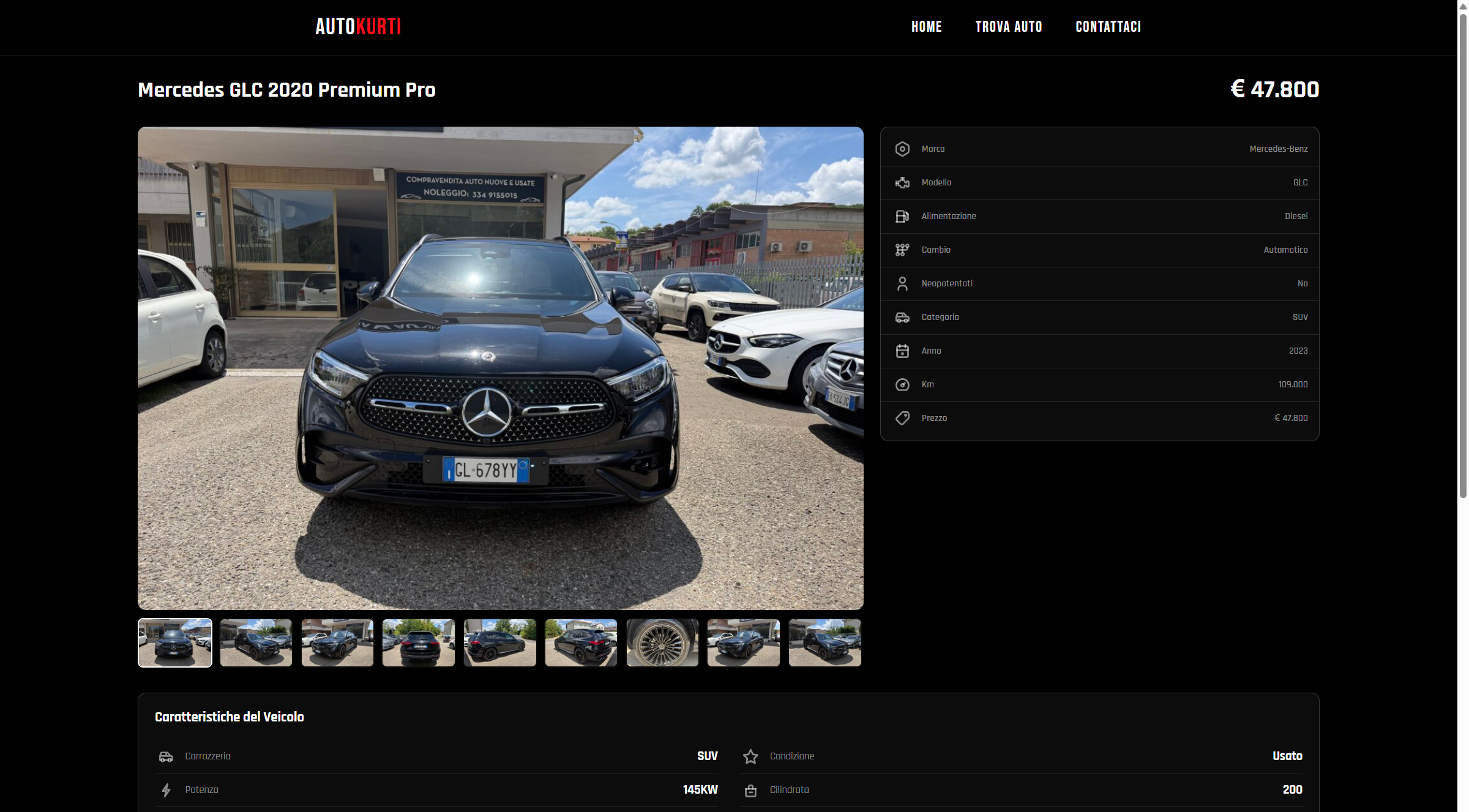 Scheda veicolo Mercedes GLC con gallery, specs e caratteristiche tecniche