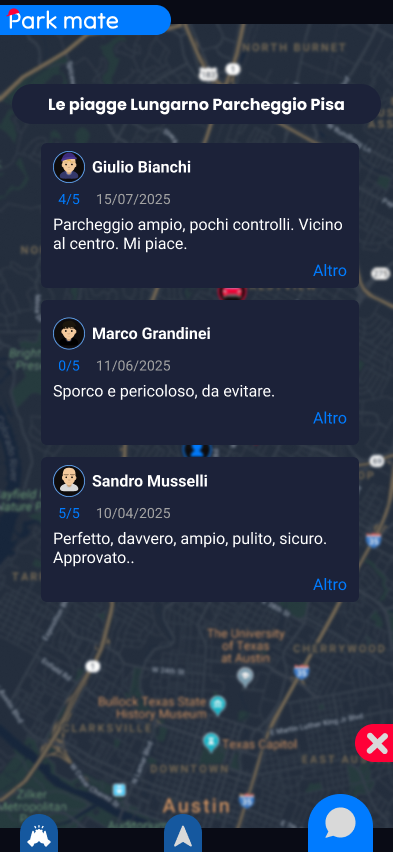 Recensioni posto dark con rating e commenti community