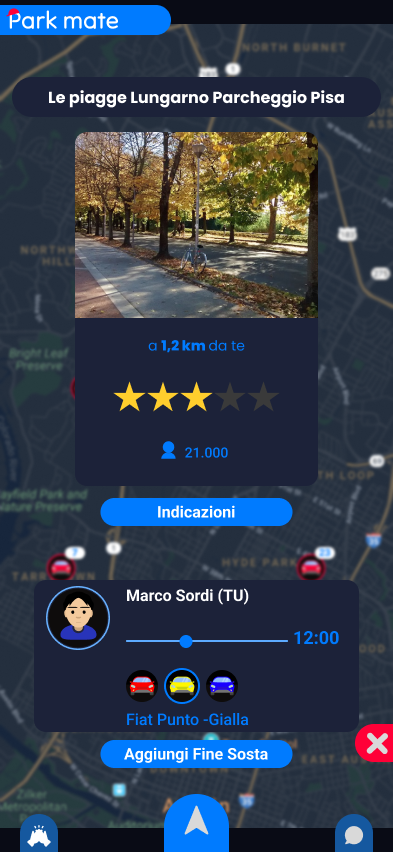 Dettaglio posto dark con variant layout e azioni secondarie